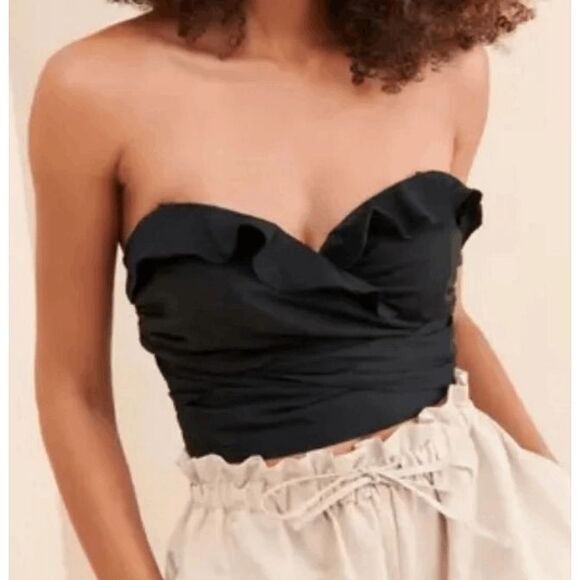 Anthropologie Ruffled Tie Front‎ or Back Tube Top Size Medium NWOT (Q16) - Picture 1 of 16